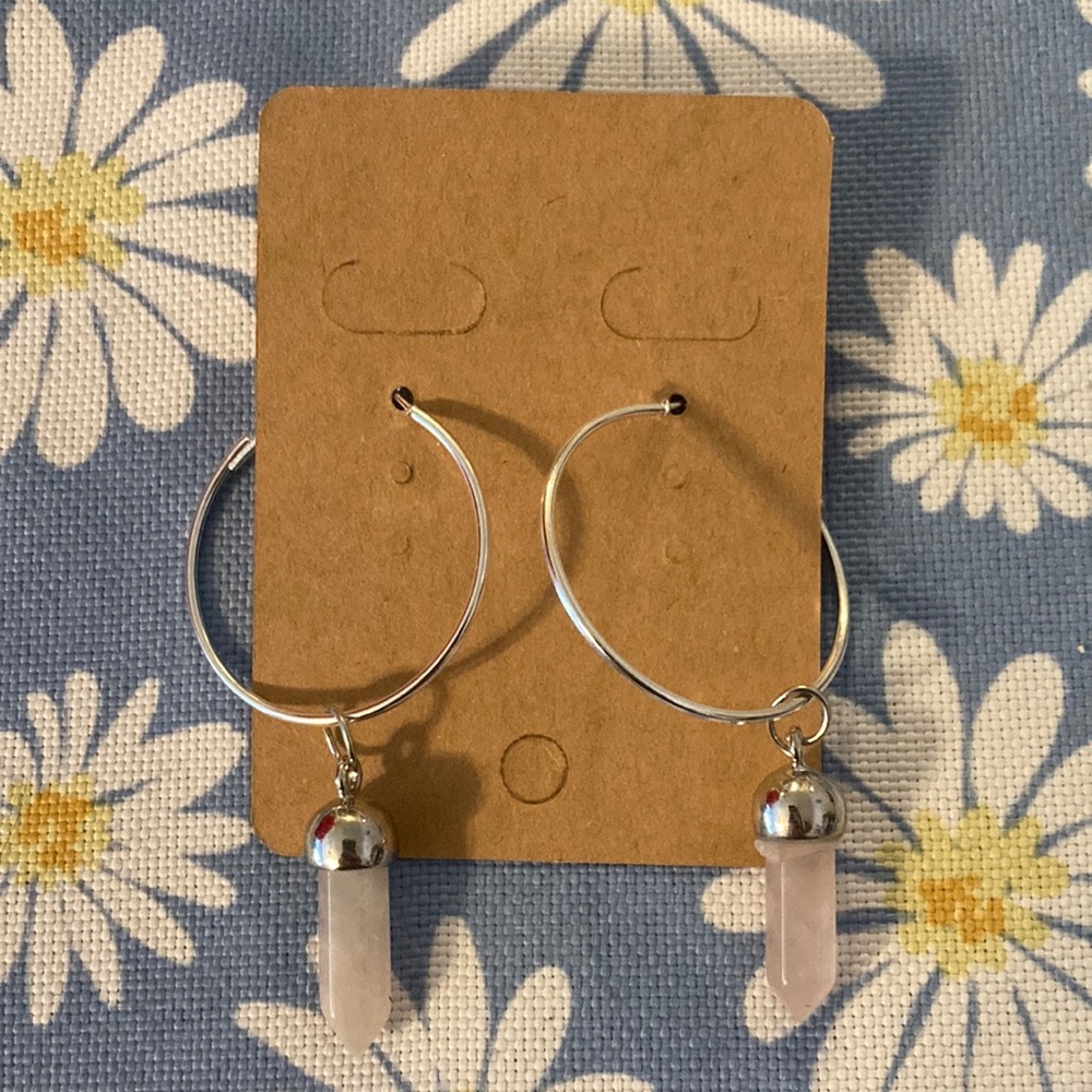 Handmade Rose Quartz Hoop Earrings